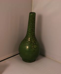 Image of Long Neck Vase with Abstract Crackle Design