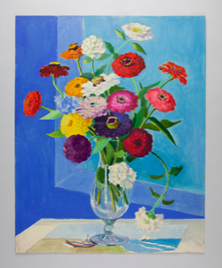 Image of Still Life (zinnias in glass vase)