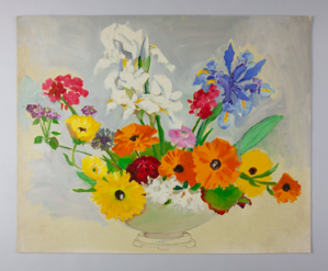 Image of Still Life (iris, calendula, geraniums, one bachelor button)