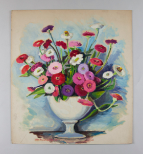 Image of Still Life (red, pink, purple flowers in white vase)