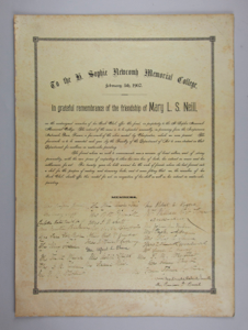 Image of Document of Gift to Newcomb College in Remembrance of Mary L. S. Neill