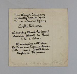 Image of Gus Mayer Company Invitation