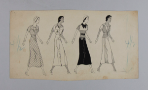 Image of Four Women Walking, Wearing Everyday Dresses