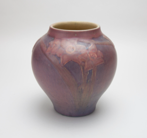 Image of Purple Vase with Sacred Lily Design