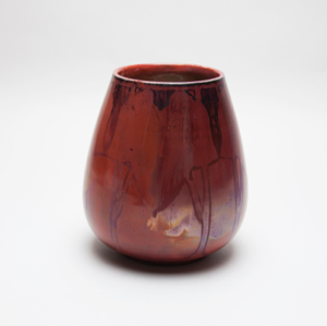 Image of Red Vase with Drip Design