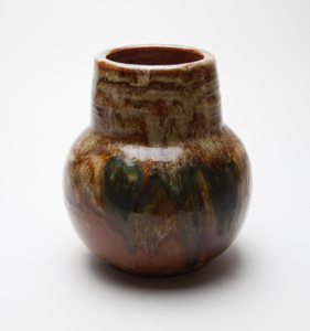 Image of Vase with Red-Brown Base and Polychromatic Glaze