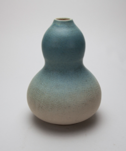 Image of Gourd-shaped Vase with Eggshell Blue Glaze