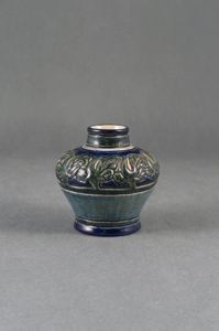 Image of Vase with Banded Flower Design