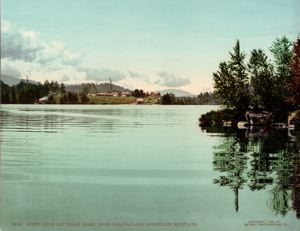 Image of Rustic Lodge and Indian Carry, Upper Saranac Lake, Adirondack Mountains