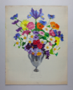 Image of Still Life (iris, bachelor buttons, daisies, dogwood, pansies, violets arranged in silver trophy) 