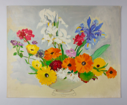 Image of Still Life (iris, calendula, geraniums, one bachelor button)