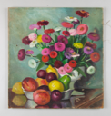 Image of Still Life (floral arrangement in white vase and fruit)