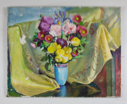 Image of Still Life (flowers in blue vase, drapery)