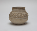 Image of Unfired Vase with Horizontal Bands and Abstract Design