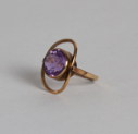 Image of Amethyst in Hand-wrought Gold Ring Setting